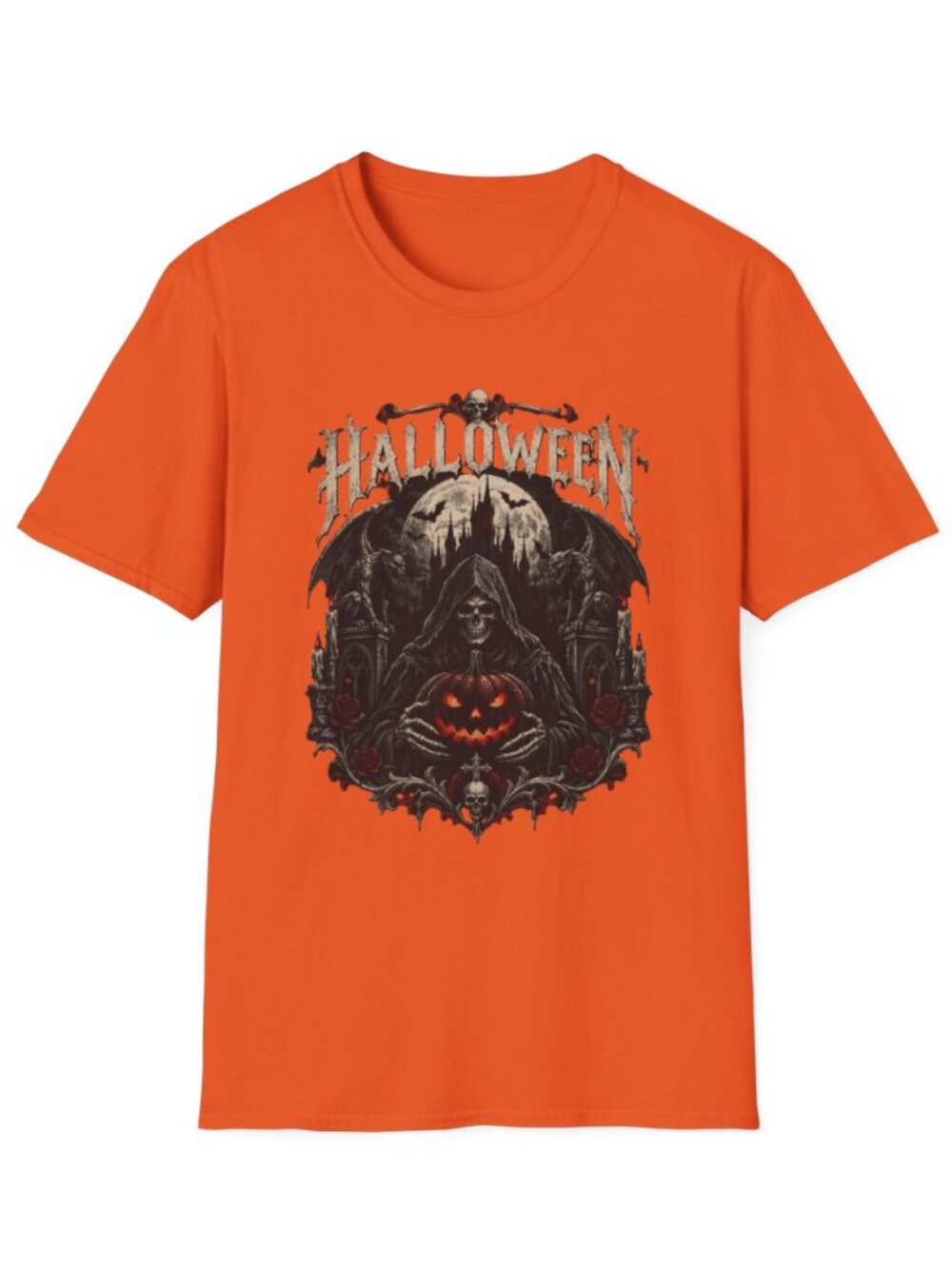 Halloween skull pumpkin horror T-Shirt | spooky gothic haunted graphic tee